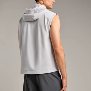 เสื้อมีฮู้ดแขนกุดสำหรับผู้ชายเสื้อผ้าออกกำลังกายระบายอากาศได้ดีปักโลโก้แบบลำลองสำหรับฤดูหนาว - Product Image 4