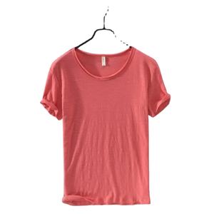 Camiseta de Punto con Borde sin Rematar para Hombre, 100% Algodón, Manga Corta, Ligera, Transpirable, Corte Regular, Monocromática, Cuello Redondo, Casual, Básica - Product Image 5