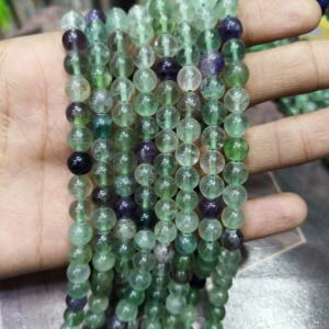 Collar de Plata de Ley con Cuentas de Fluorita Arcoíris Natural de 8mm, Cristal Curativo, Regalo para Ella - Product Image 1