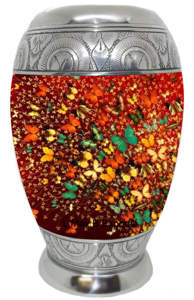 Diseño de árboles del bosque Urnas de cremación de aluminio para cenizas humanas con bolsa de terciopelo gratis - Product Image 2