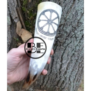 Cuerno para beber Medieval hecho a mano 100%, estilo Animal religioso ecológico, pulido, Búfalo Natural, buey, cuerno de vaca, cerveza de reventa - Product Image 1