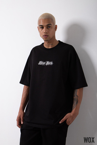 Camiseta de Hombre 2023, Corte Holgado, 100% Algodón Orgánico, Tejido de Punto con Estampado de Puntos, Hombros Caídos, Dobladillo Curvo, Color Negro, Logotipo Personalizado, Estilo Urbano - Product Image 2