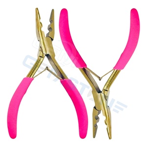Alicates Profesionales de 2 Orificios para Extensiones de Cabello Doradas |   Herramienta de Cierre y Prensado para Extensiones de Cabello con Anillos Nano y Micro |   Pinza para Extensiones de Cabello - Product Image 5