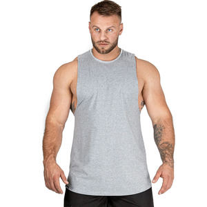 Vente en gros de t-shirts gris athlétiques en coton personnalisés pour la course à pied sans manches, débardeur de gym pour hommes - Product Image 1