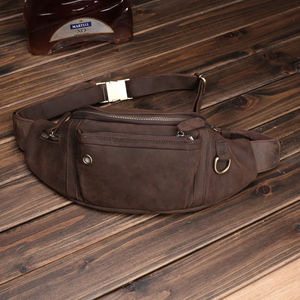 Trendy Casual <b>Small</b> Genuine <b>Leather</b> Waist Phone <b>Bag</b> for <b>Men</b> Portable Belt Bum <b>Bag</b> With Multiple Pockets - Product Image 6