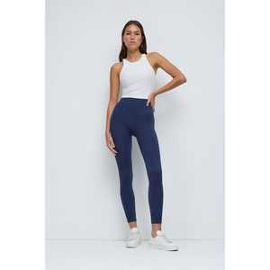 Navy Ribbed Stretch Sports <b>Leggings</b> High-Waisted Low-Waisted Options XL <b>Sexy</b> Casual Push-up for Spring Winter Spandex Chiffon" - Product Image 1