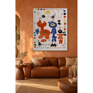 Fida Joan Miro Figures and Birds Impression sur toile encadrée à pois colorés - Product Image 4