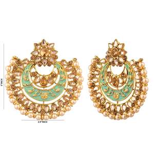 Indian Maang Tikka Earrings Set Bollywood <b>Crystal</b> Rhinestone Head Chain Dangle Jhumka Earrings <b>Jewelry</b> Set - Product Image 3