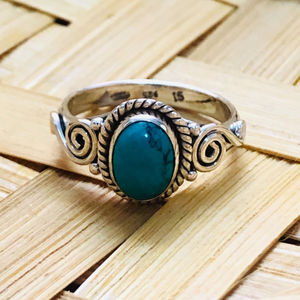 Turquoise <b>Adjustable</b> <b>Ring</b> 2.7 Grams Princess Cut Diamond Rose & Gold Bezel Setting Stylish and Trendy Gift - Product Image 1