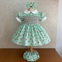 Robe d'été florale mi-longue pour bébé fille, brodée main, style espagnol vintage, en coton, pour fête d'anniversaire, par Jiefute