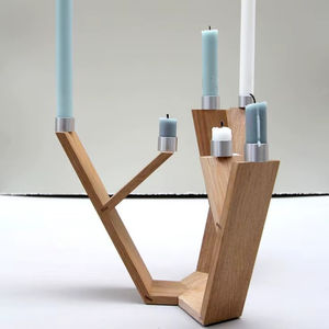 Handcrafted <b>Solid</b> Oak <b>Wood</b> Arm Geometric Taper Candle Holder Modern Asymmetry <b>Dining</b> <b>Table</b> Centerpiece Home Decorative Stand Art - Product Image 1