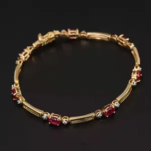 Bracelet de tennis vintage en argent sterling jaune 925 plaqué or avec diamant synthétique ovale de 6,15 carats cultivé en laboratoire - Product Image 5