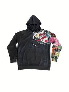Sudadera con capucha con estampado de peces todo impreso para hombre, 100% poliéster, transpirable y cómodo, sudaderas informales de talla grande - Product Image 2