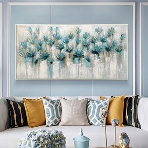Grande paesaggio strutturato <span class=keywords><strong>pittura</strong></span> acrilica astratta Teal Blossom <span class=keywords><strong>pittura</strong></span> a olio su tela Wall Art Home Living Room Wall Decor - Product Image 3