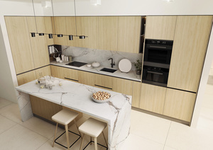 Encimeras de Cuarzo Artificial para Baños y Cocinas de Hotel, Personalizadas, Resistentes al Fuego, Ecológicas, Prefabricadas, Corte Carrara - Product Image 1