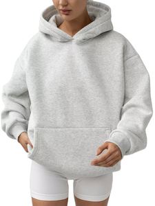 Sweat à capuche en molleton d'hiver pour femmes surdimensionné en gros bleu sweat ample avec poches avant entraînement de rue et vêtements de jogging - Product Image 6