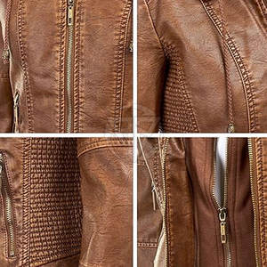 Haut de gamme pour femme : Sweat à capuche en cuir décontracté pour l'hiver, toucher doux, fabrication raffinée, écologique, léger, coupe-vent, logo frontal. - Product Image 6