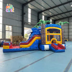 Château Gonflable Commercial Tropical avec Toboggan Eau Combo Wet Dry pour <span class=keywords><strong>Location</strong></span> Fêtes Enfants - Product Image 2