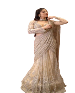 Siempre nuevos vestidos indios de diseño propio con borde exclusivo para mujer, trabajo de bordado de secuencia listo para usar para la temporada de fiestas de invierno, nuevo - Product Image 1