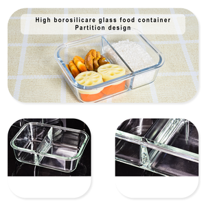 Thân Thiện Với Môi 1040Ml Hình Chữ Nhật Thủy Tinh Bento Hộp Ăn Trưa Bpa-Miễn Phí Takeaway Container Với Hai Đầy Đủ Khoang Cho Bảo Quản Thực Phẩm - Product Image 5
