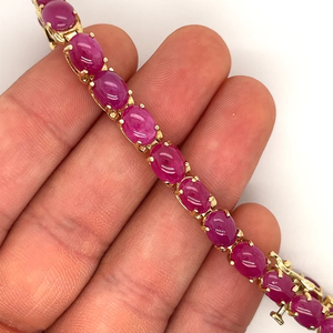 GIA Certified <b>Ruby</b> Tennis <b>Bracelet</b> In Real 18k Yellow Gold Plated Pink Oval Cut Diamond <b>Bracelet</b> For Women's Fashion Jewelry - Product Image 4