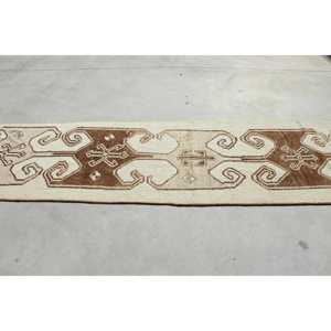 Turkish Vintage <b>Rug</b>, 3.1x12.2 ft <b>Runner</b> <b>Rug</b>, Brown Herki Plants & trees <b>Rug</b> - Product Image 2