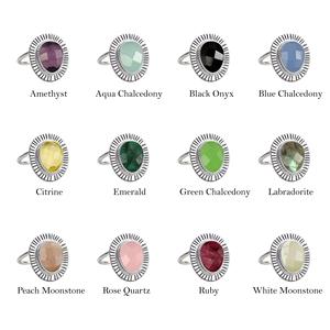 Vente en gros 925 argent Sterling bague de naissance pour femme calcédoine verte pierre précieuse diamant forme libre pince mariages fêtes - Product Image 6