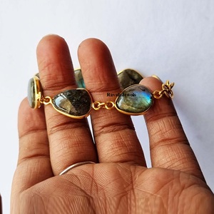 Bracelet à maillons plaqué or 18 carats en argent sterling 925 avec Labradorite Flashy bleue naturelle, nouveauté, cadeaux pour femmes et filles - Product Image 3