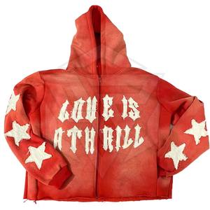 เสื้อฮู้ดโอเวอร์ไซส์แฟชั่นสำหรับผู้ชาย, เสื้อผ้าแนวสตรีทผ้าฝ้ายผสมสีจางไปแดดมีกระเป๋าด้านข้างพิมพ์ลายดิจิทัลสำหรับฤดูใบไม้ร่วง - Product Image 1