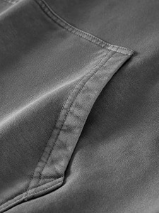 Sweat à capuche pour homme, effet délavé, 100% coton molletonné, respirant, coupe classique, épaules tombantes, poche, long, décontracté - Product Image 3