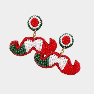 Pendientes de Moda con Diseños Festivos Personalizables, Hechos a Mano con Cuentas de Semillas Navideñas y Bordados, Joyería Navideña para Mujer - Product Image 5