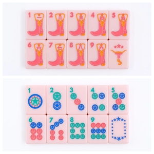 <span class=keywords><strong>Botas</strong></span> de Mahjong Rosadas de Alta Gama Personalizadas con Fichas de Mahjong Navideñas de Acrílico, Fichas de Mahjong Clásicas Americanas Hechas a Medida - Product Image 3