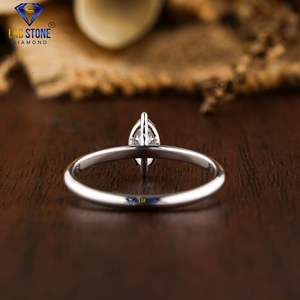 0.30 TDW Marquise Cut Solitaire <b>Diamond</b> <b>Ring</b> 18k White Gold Vertical Prong Hpht/Cvd <b>Diamond</b> Lab Stone - Product Image 4