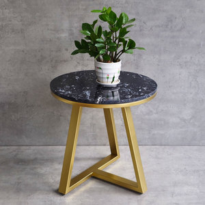 Modern Round Stone Top Side <b>Table</b> 45cm Iron <b>Legs</b> Decorative SST031 - Product Image 6