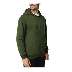 Prix de gros Service OEM Hommes 100% Coton à manches longues Épaule Pente Cou Bande Couleur Solide Confortable Zip Hoodie Bangladesh - Product Image 3