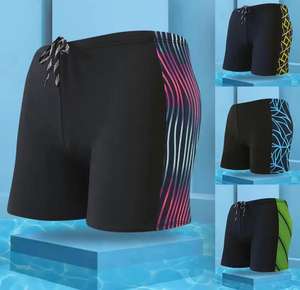 Patrón Hombres Hombre Natación Traje de baño Pantalones cortos Traje de baño Troncos Nadar Negro Azul Ropa de playa Calzoncillos Pantalones cortos de playa - Product Image 1