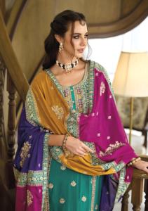 Ensemble Salwar Suit KurtaPant Dupatta pour femme Trendmalls en soie chinon ethnique, lourdement brodé avec des sequins, pour mariage, coupe classique - Product Image 2