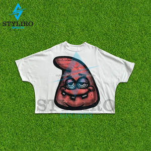 Camiseta Boxy Fit personalizada con base en EE. UU. para hombre, camisetas boxy con estampado de pantalla de algodón de peso pesado de gran tamaño recortadas cortas sólidas con cuello redondo - Product Image 4