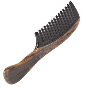 Peine de Cuerno de Búfalo de Dientes Anchos, Antiestático, para Barba y Cabello, con Mango de Madera, Herramienta de Aseo Natural, Duradera y Suave - Product Image 4
