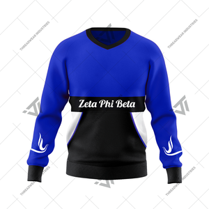 Venta al por mayor personalizada Zeta Phi Beta Sorority ropa bordada College Colorblock azul real sudadera parafernalia griega - Product Image 1