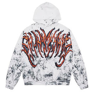 เสื้อฮู้ดกระเป๋ามีซิปสำหรับผู้ชายผ้าฟลีซผ้าฝ้าย100% ฟอกสีกรดแบบปักแห้งเร็วแบบกำหนดเอง - Product Image 1