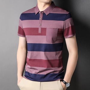Polo d'été à manches courtes pour hommes, haut en coton, nouvelle marque de Designer, hauts décontractés à rayures - Product Image 3