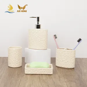 Aksesori kamar mandi keramik, 4 buah Set Dispenser sabun desain unik rumah tangga dapat disesuaikan untuk kamar mandi