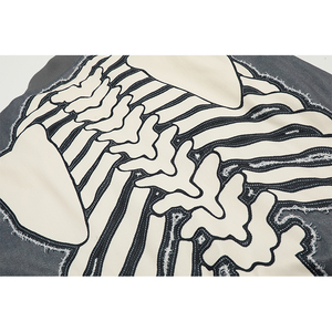 Veste de baseball américaine rétro à fermeture éclair intégrale avec squelette de crâne personnalisé, imprimé intégral, vintage, en coton, pour homme - Product Image 2