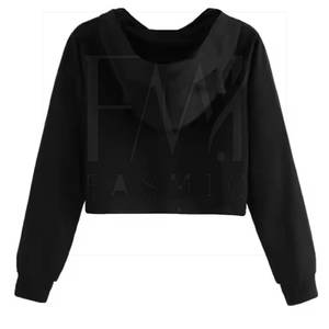 Vêtements d'extérieur femmes Crop Top Hoodies respirant patchs personnalisés à manches longues haute qualité femmes Crop Top Hoodies - Product Image 2
