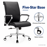 Chaise de bureau moderne en cuir PVC noir à dossier haut avec base et accoudoirs chromés pour cadres et salles de conférence