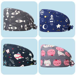 Venta al por mayor Hospital Quirúrgico Scrub Cap Tela de satén absorbente de sudor y lavable Enfermera Sombreros para mascotas Enfermera clínica Sombreros - Product Image 2