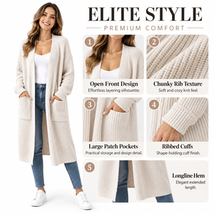 Cardigan da <span class=keywords><strong>Donna</strong></span> Lavorato a <span class=keywords><strong>Maglia</strong></span>, Vestibilità Ampia, Tinta Unita, Giacca Lunga con Tasche, Stile Aperto, Traspirante per l'Inverno - Product Image 4