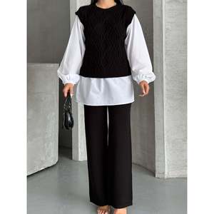 ชุดเสื้อถักลายละเอียด 1561 สำหรับผู้หญิง เสื้อเชิ้ตและเสื้อสเวตเตอร์สุดเก๋ - Product Image 1