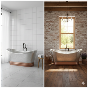 Bañera Rectangular Independiente de Cobre Hecha a Mano de Primera Calidad con Acabado de Mosaico/Níquel y Accesorio de Baño de Lujo Estilo Antiguo - Product Image 2